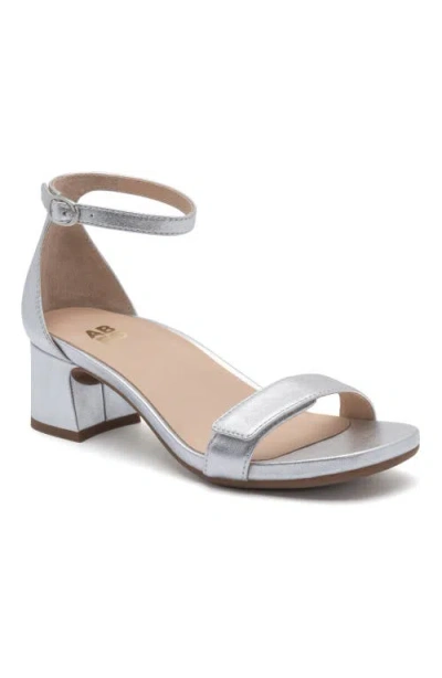 Shop Abeo Avenue Strap Heels In Silver Leather - Regular