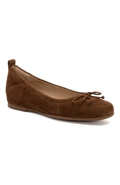 Abeo Cadence Bow Ballet Flat In Caramel Suede - Metatarsal