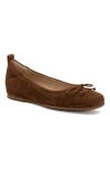 Abeo Cadence Bow Ballet Flat In Caramel Suede - Regular