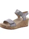 Abeo Riviera Womens Leather Cork Wedge Sandals In Pewter - Regular