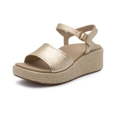 Abeo Solstice Buckle Sandal In Light Gold - Regular
