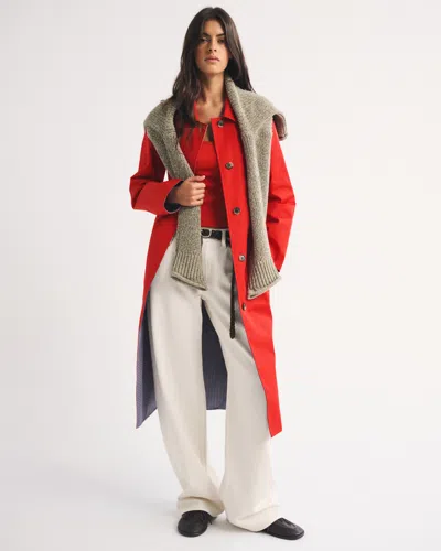 Abercrombie & Fitch 100% Cotton 2-in-1 Reversible Long Mac Coat In Multi