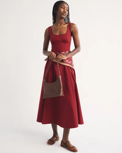Abercrombie & Fitch 100% Cotton A&f Bra-free Dylan Midi Dress In Red
