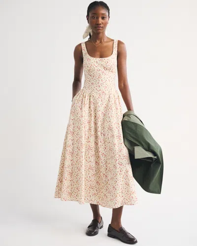 Abercrombie & Fitch 100% Cotton A&f Bra-free Dylan Midi Dress In Multi