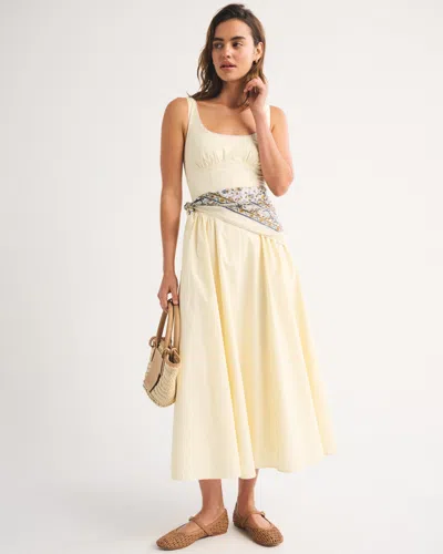 Abercrombie & Fitch 100% Cotton A&f Bra-free Dylan Midi Dress In Yellow