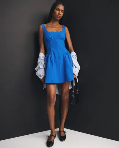 Abercrombie & Fitch 100% Cotton A&f Bra-free Dylan Mini Dress In Blue