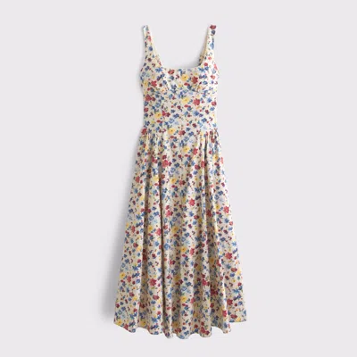 Abercrombie & Fitch 100% Cotton A&f Curve Love Bra-free Dylan Midi Dress In Multi