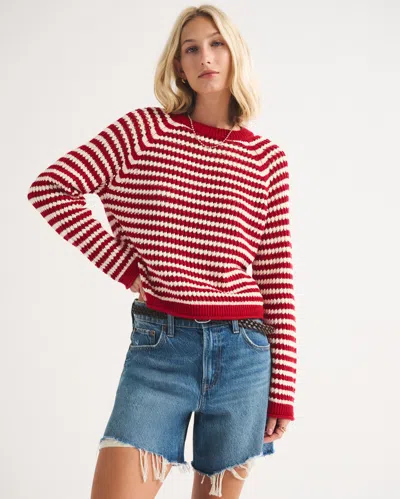 Abercrombie & Fitch 100% Cotton A&f Madeline Crochet-style Crew Sweater In Multi