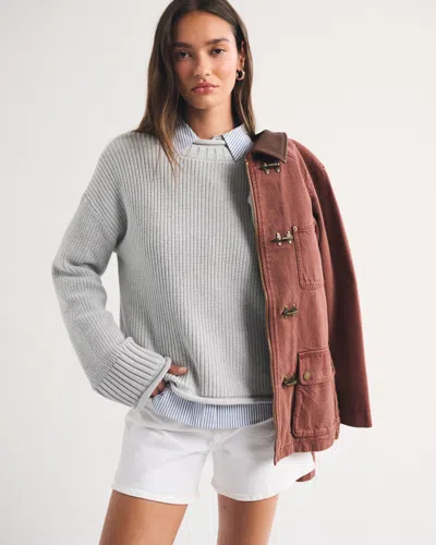 Abercrombie & Fitch 100% Cotton Rollneck Crew Sweater In Gray