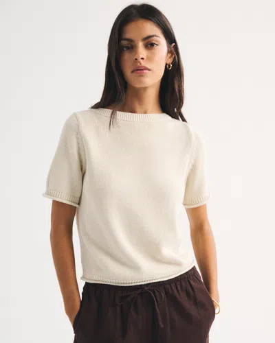 Abercrombie & Fitch 100% Cotton Sweater Tee In Warm Beige