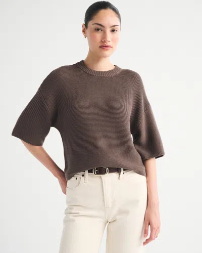Abercrombie & Fitch 100% Cotton Textural-stitch Boxy Sweater Tee In Multi