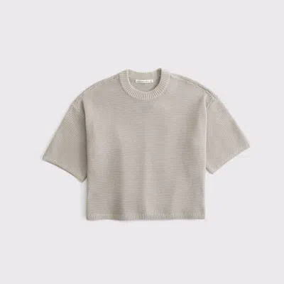 Abercrombie & Fitch 100% Cotton Textural-stitch Boxy Sweater Tee In Multi