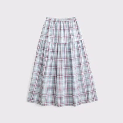 Abercrombie & Fitch 100% Cotton Tiered Maxi Skirt In White