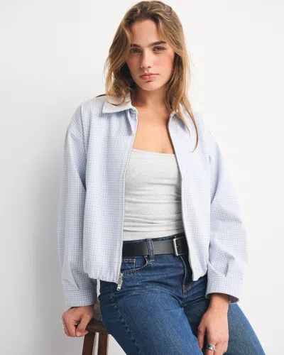 Abercrombie & Fitch 100% Cotton Twill Collared Jacket In Blue