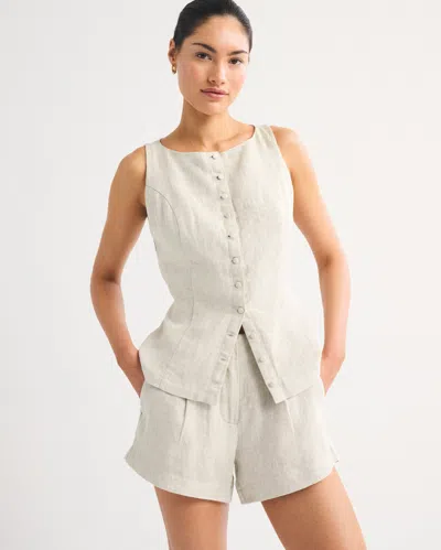 Abercrombie & Fitch 100% Linen High Rise Short In White