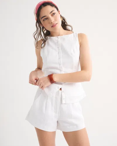 Abercrombie & Fitch 100% Linen High Rise Short In White