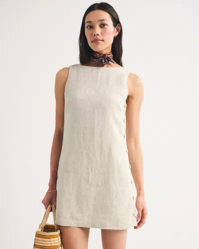 Abercrombie & Fitch 100% Linen Shift Mini Dress In Neutral