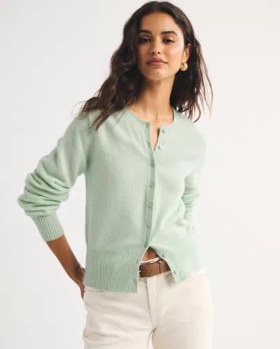 Abercrombie & Fitch 100% Merino Wool Banded Crew Cardigan In Mint