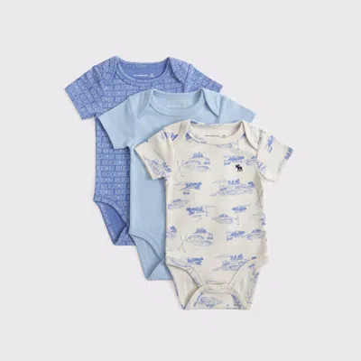 Abercrombie & Fitch Kids' 3-pack Baby Essential Icon Bodysuits In Multi