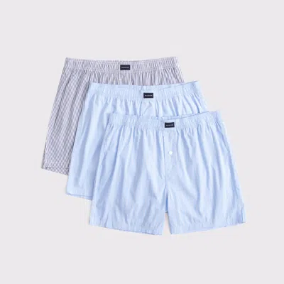 Abercrombie & Fitch 3-pack Woven Logo Boxers In Blue