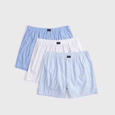 Abercrombie & Fitch 3-pack Woven Logo Boxers In Blue