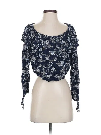 Pre-owned Abercrombie & Fitch 3/4 Sleeve Blouse In Blue