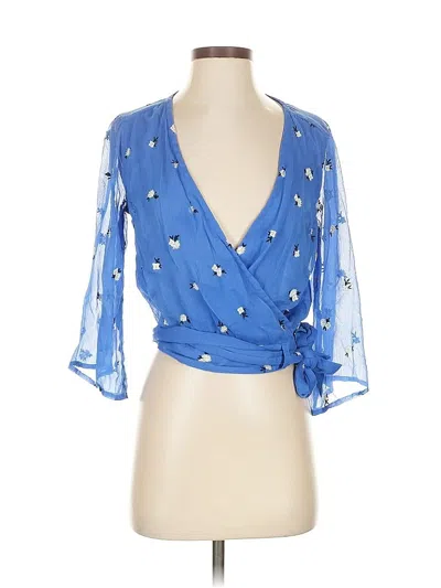 Pre-owned Abercrombie & Fitch 3/4 Sleeve Blouse In Blue
