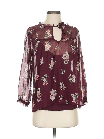 Pre-owned Abercrombie & Fitch 3/4 Sleeve Blouse In Burgundy