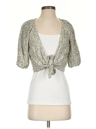 Pre-owned Abercrombie & Fitch 3/4 Sleeve Blouse In Ivory