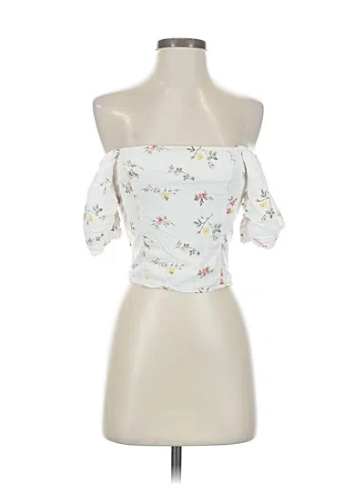 Pre-owned Abercrombie & Fitch 3/4 Sleeve Blouse In White