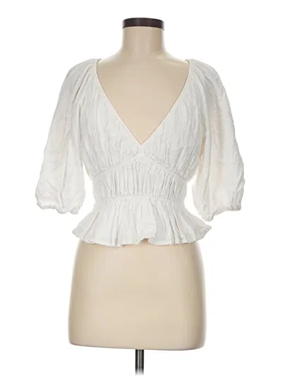 Pre-owned Abercrombie & Fitch 3/4 Sleeve Blouse In White