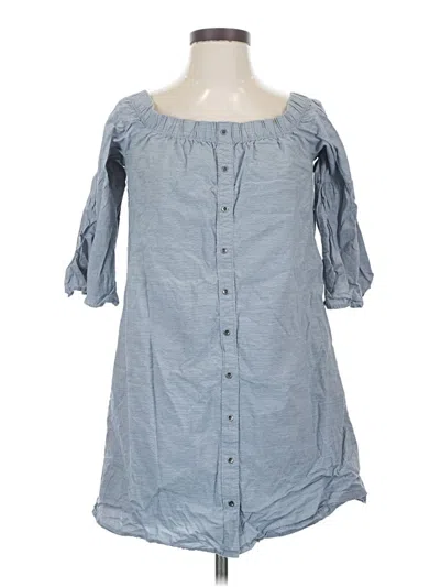 Pre-owned Abercrombie & Fitch 3/4 Sleeve Button Down Shirt In Blue