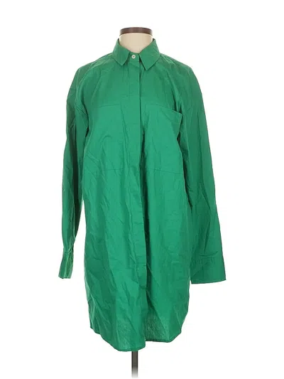 Pre-owned Abercrombie & Fitch 3/4 Sleeve Button Down Shirt In Green