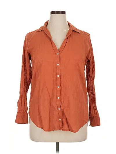 Pre-owned Abercrombie & Fitch 3/4 Sleeve Button Down Shirt In Orange
