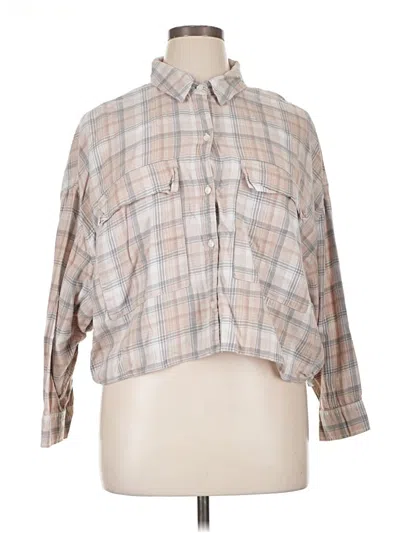 Pre-owned Abercrombie & Fitch 3/4 Sleeve Button Down Shirt In Tan