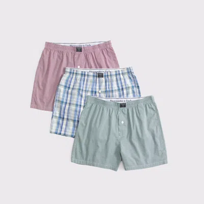 Abercrombie & Fitch 3-pack Woven Logo Boxers In Multi