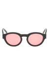 Abercrombie & Fitch 49mm Round Sunglasses In Black