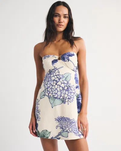 Abercrombie & Fitch A&f Bra-free Scarlett Strapless Linen-blend Skort In White