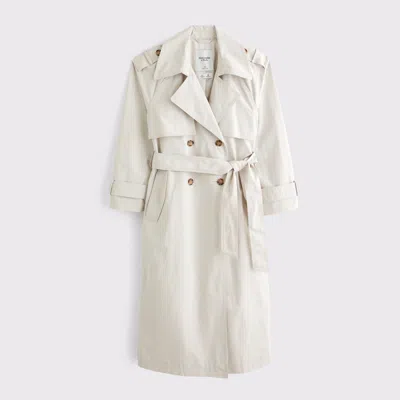 Abercrombie & Fitch A&f Carrie Long Trench Coat In Cream