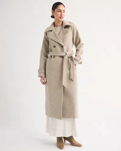 Abercrombie & Fitch A&f Carrie Wool-blend Trench Coat In Brown