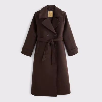 Abercrombie & Fitch A&f Carrie Wool-blend Trench Coat In Brown