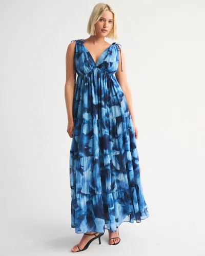 Abercrombie & Fitch A&f Convertible Flowy Maxi Dress In Blue