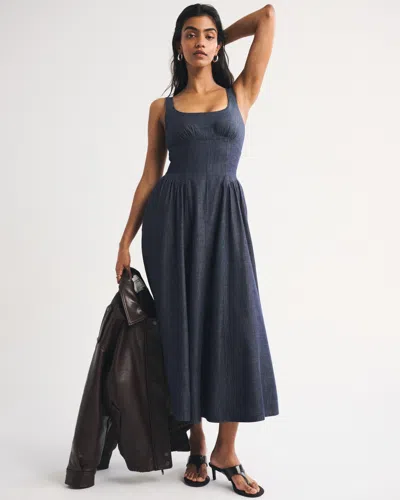 Abercrombie & Fitch A&f Dylan Bra-free Denim Midi Dress In Brown