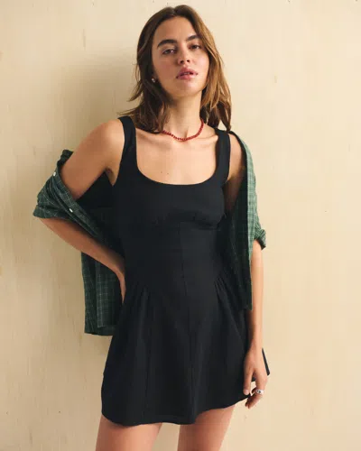 Abercrombie & Fitch A&f Dylan Bra-free Linen Mini Dress In Black