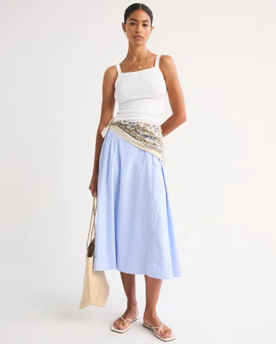 Abercrombie & Fitch A&f Dylan Poplin Ultra High Rise Midi Skirt In Blue