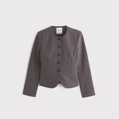Abercrombie & Fitch A&f Forme Collarless Slim Blazer In Gray