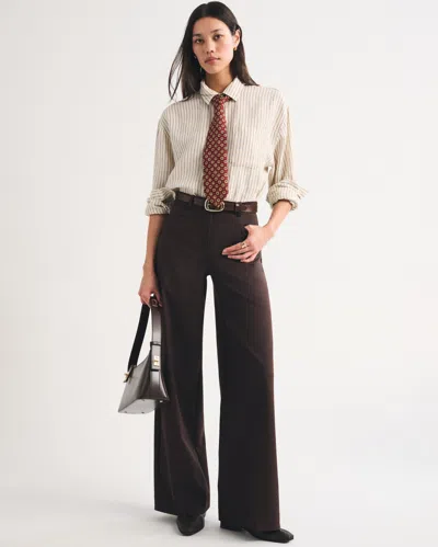 Abercrombie & Fitch A&f Forme Ultra Wide Leg Pant In Brown