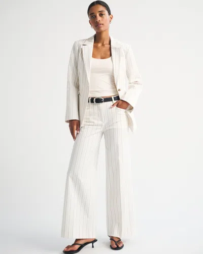 Abercrombie & Fitch A&f Forme Ultra Wide Leg Pant In White Pinstripe