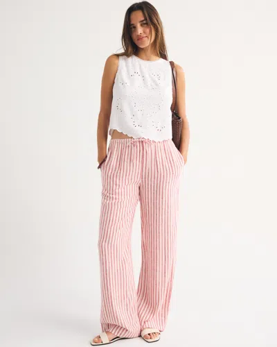 Abercrombie & Fitch A&f Gemma Linen-blend Wide Leg Pull-on Pant In White