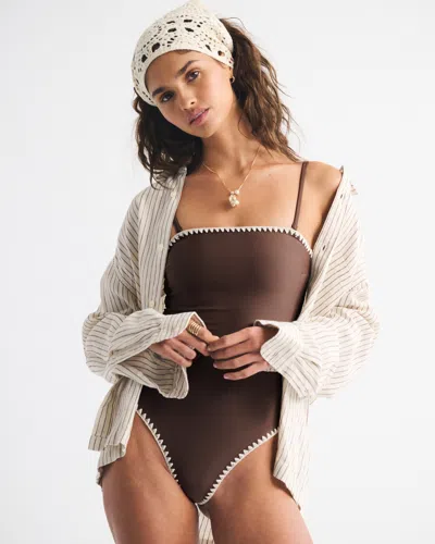 Abercrombie & Fitch A&f Marina One-piece Swimsuit In Brown